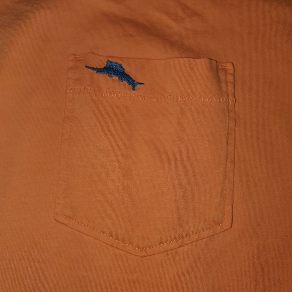 Tommy Bahama Relax Pima Cotton Short Sleeve T-Shirt Men's Large Orange Pocketed - Picture 2 of 7